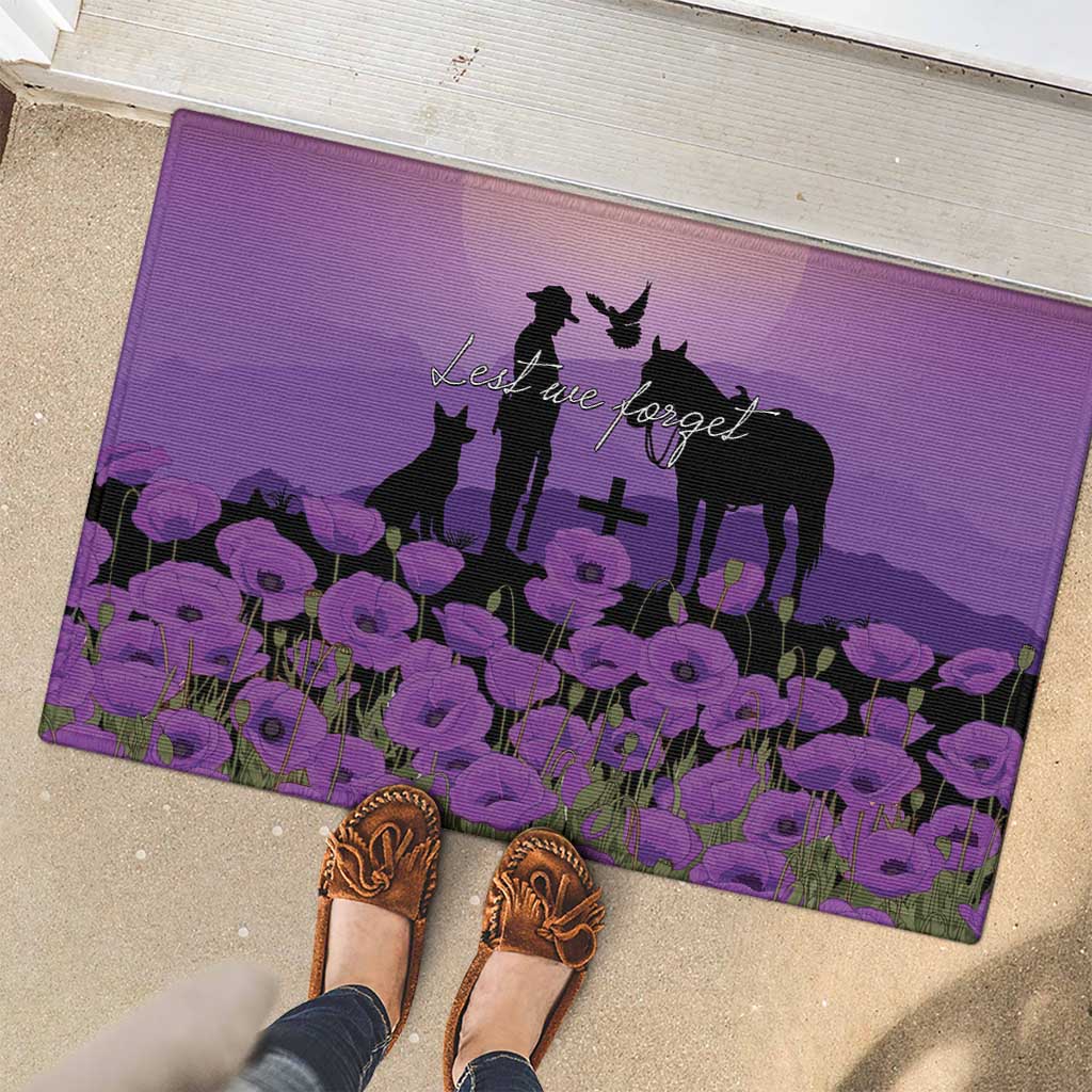 Australia ANZAC Animal Heroes Rubber Doormat Purple Poppies