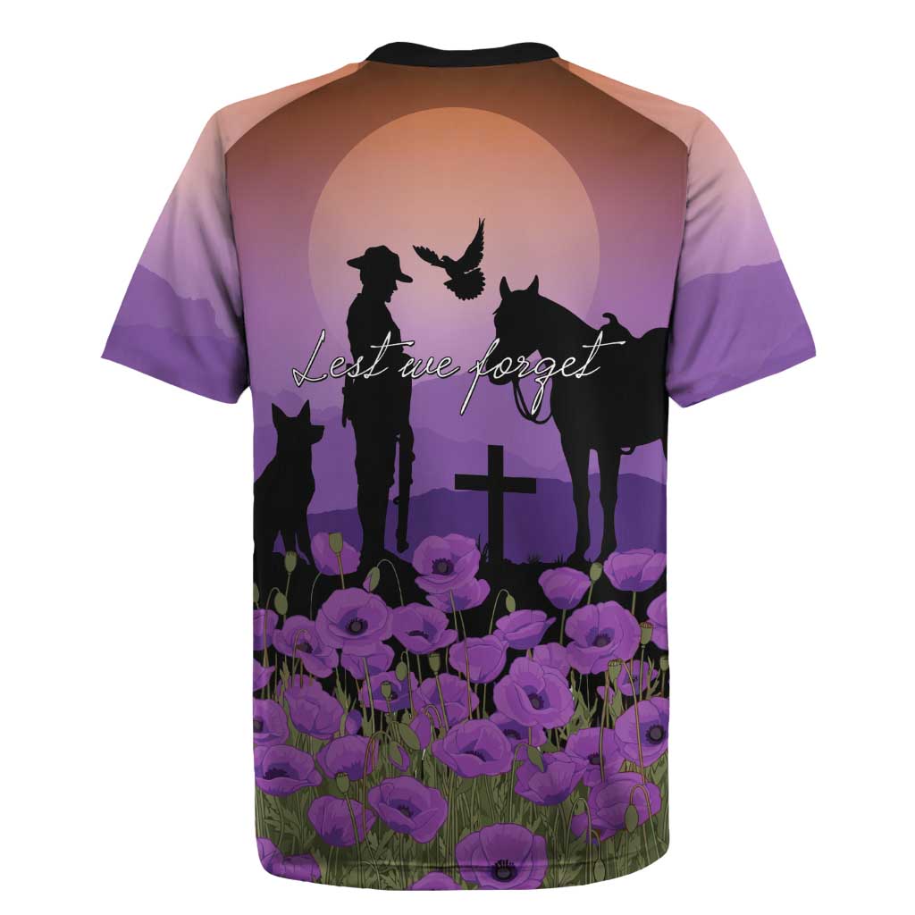 Australia ANZAC Animal Heroes Rugby Jersey Purple Poppies