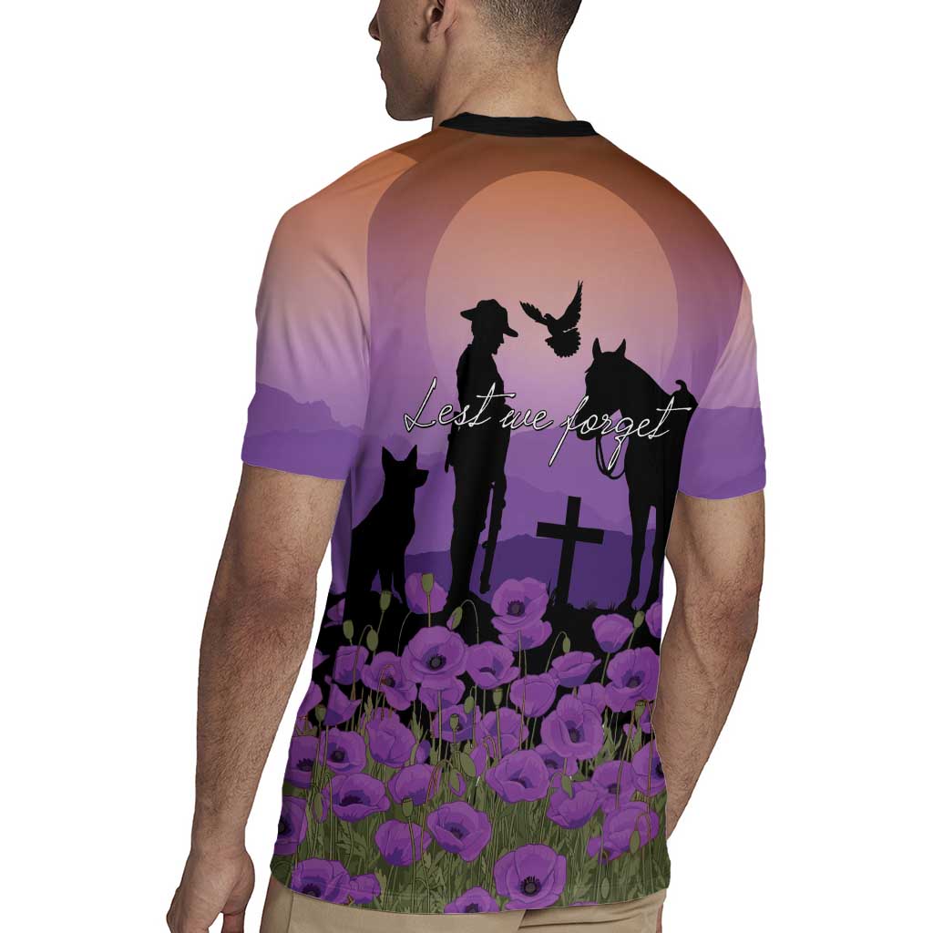 Australia ANZAC Animal Heroes Rugby Jersey Purple Poppies