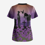 Australia ANZAC Animal Heroes Scrub Top Purple Poppies