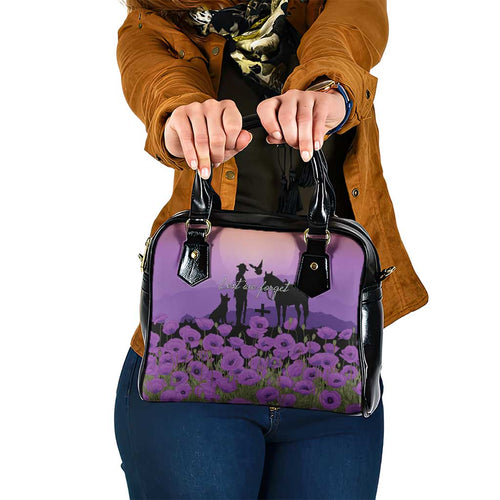 Australia ANZAC Animal Heroes Shoulder Handbag Purple Poppies