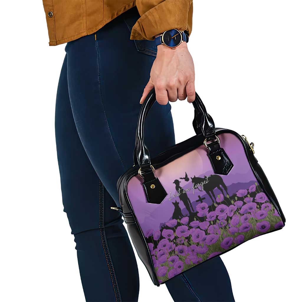 Australia ANZAC Animal Heroes Shoulder Handbag Purple Poppies