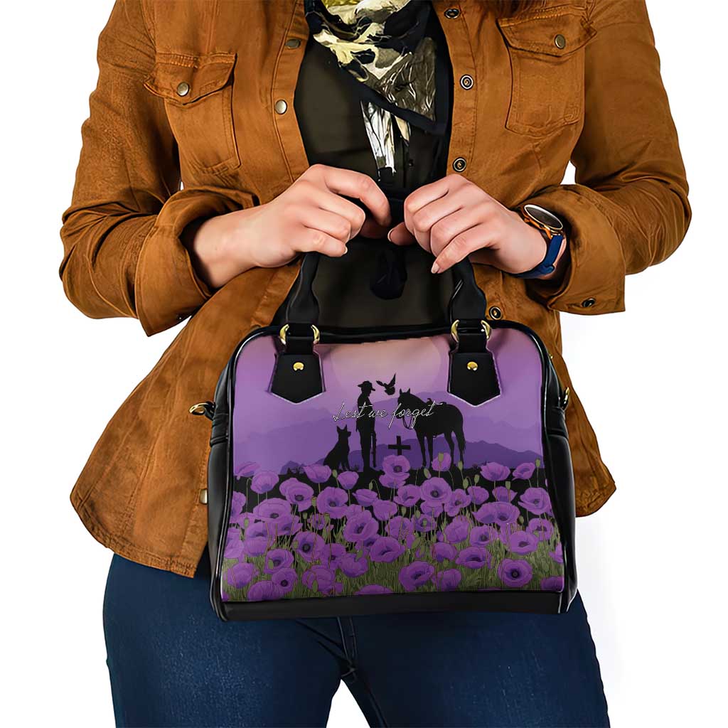 Australia ANZAC Animal Heroes Shoulder Handbag Purple Poppies