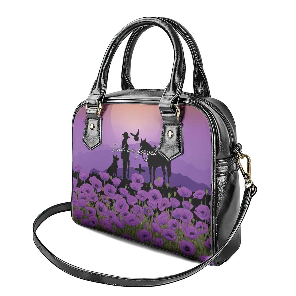 Australia ANZAC Animal Heroes Shoulder Handbag Purple Poppies
