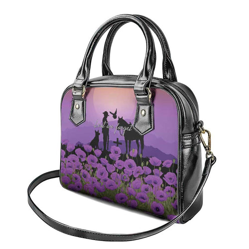 Australia ANZAC Animal Heroes Shoulder Handbag Purple Poppies