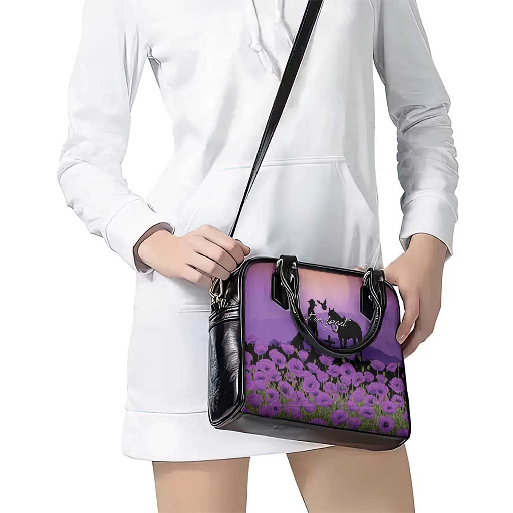 Australia ANZAC Animal Heroes Shoulder Handbag Purple Poppies