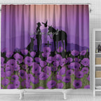 Australia ANZAC Animal Heroes Shower Curtain Purple Poppies