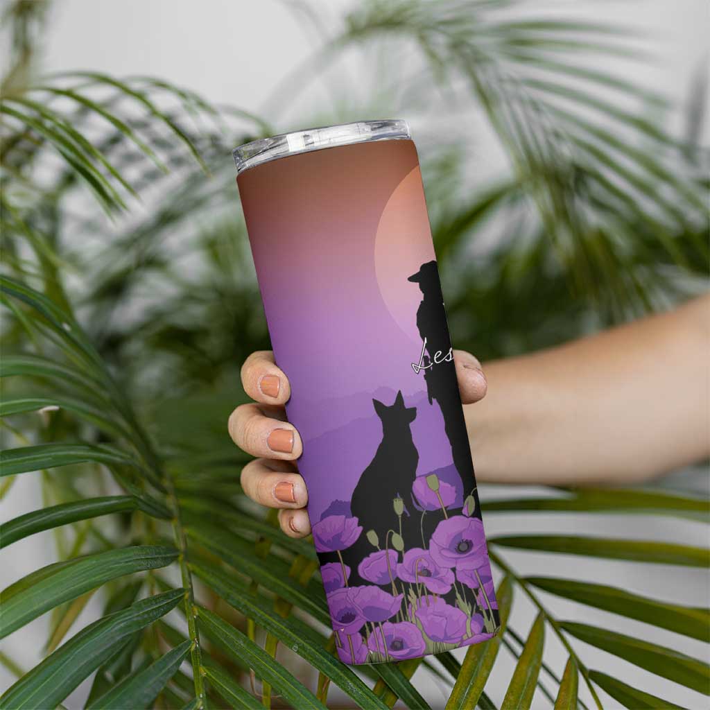 Australia ANZAC Animal Heroes Skinny Tumbler Purple Poppies