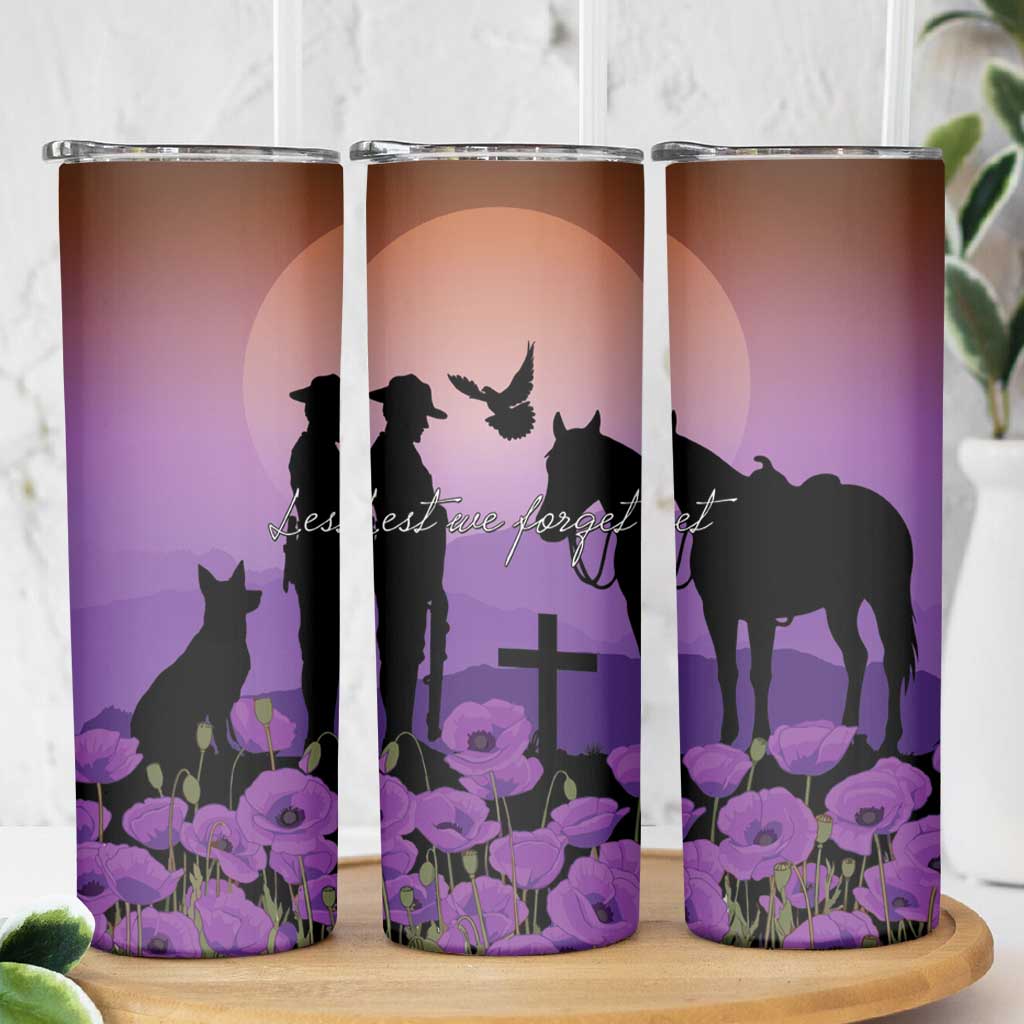 Australia ANZAC Animal Heroes Skinny Tumbler Purple Poppies