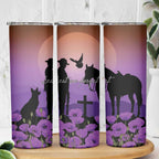 Australia ANZAC Animal Heroes Skinny Tumbler Purple Poppies