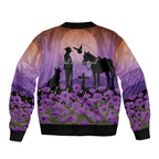 Australia ANZAC Animal Heroes Sleeve Zip Bomber Jacket Purple Poppies