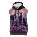 Australia ANZAC Animal Heroes Sleeveless Hoodie Purple Poppies