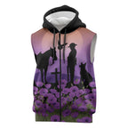 Australia ANZAC Animal Heroes Sleeveless Zip Hoodie Purple Poppies