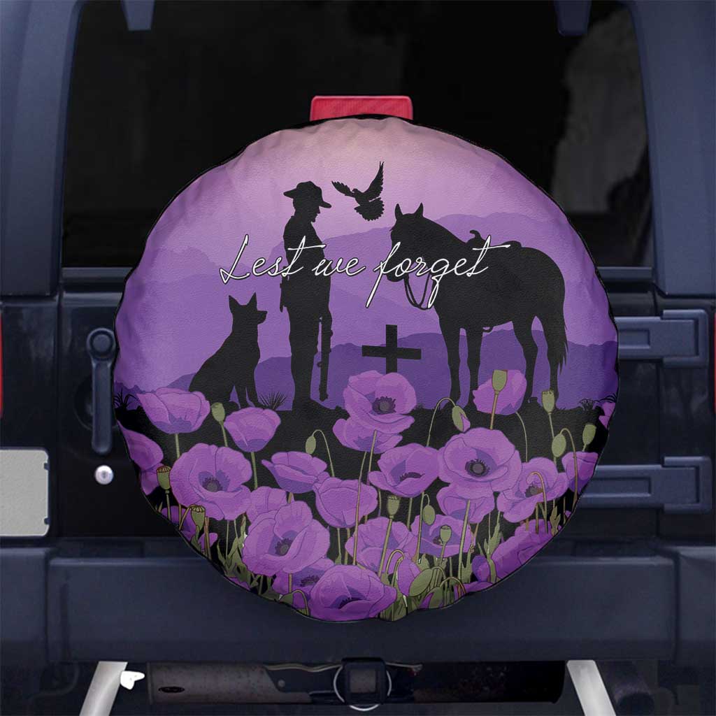 Australia ANZAC Animal Heroes Spare Tire Cover Purple Poppies