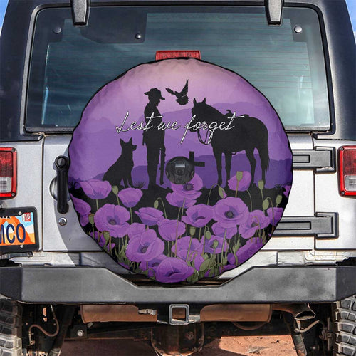 Australia ANZAC Animal Heroes Spare Tire Cover Purple Poppies