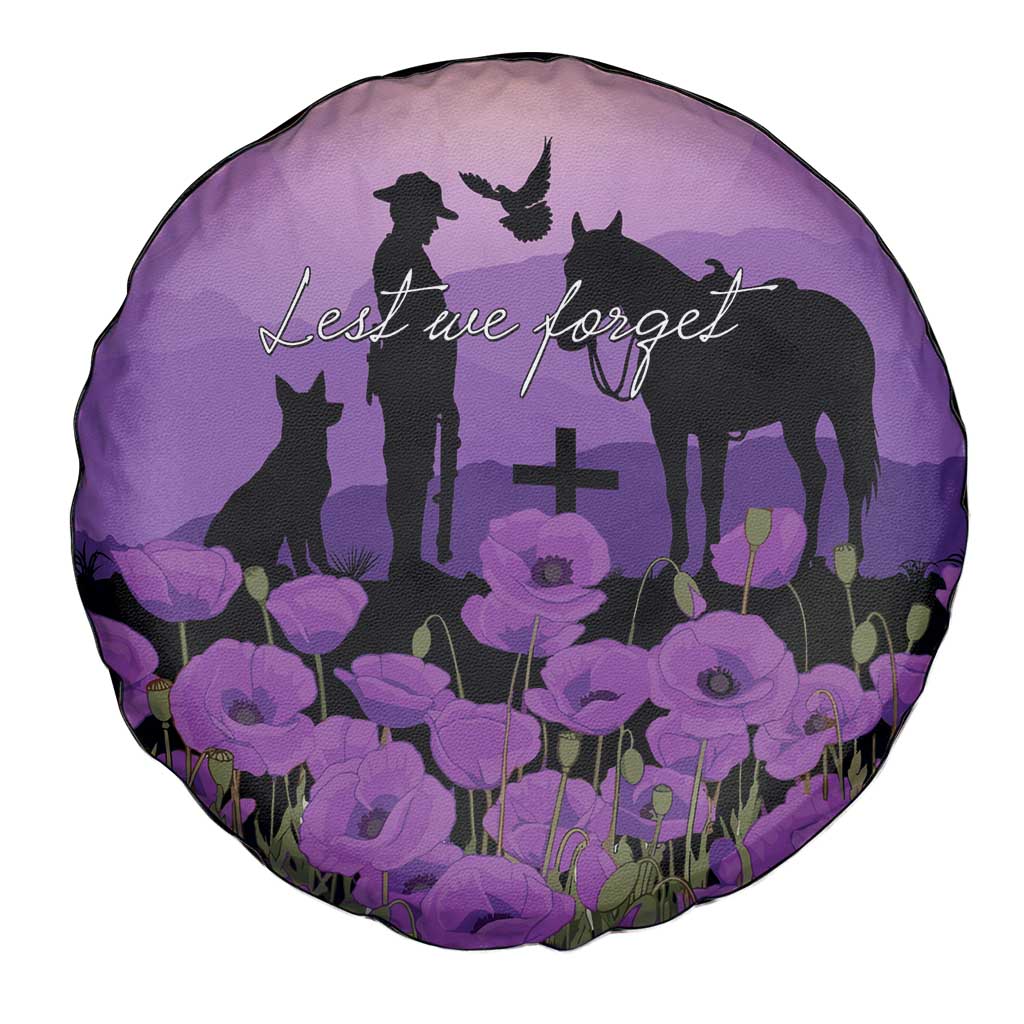Australia ANZAC Animal Heroes Spare Tire Cover Purple Poppies