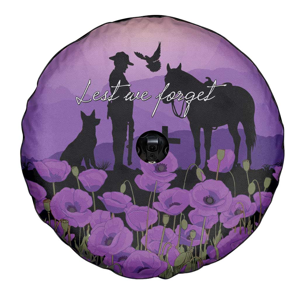 Australia ANZAC Animal Heroes Spare Tire Cover Purple Poppies