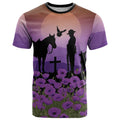 Australia ANZAC Animal Heroes T Shirt Purple Poppies