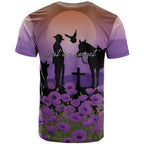 Australia ANZAC Animal Heroes T Shirt Purple Poppies