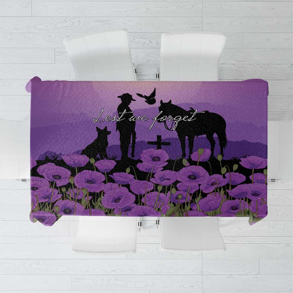 Australia ANZAC Animal Heroes Tablecloth Purple Poppies