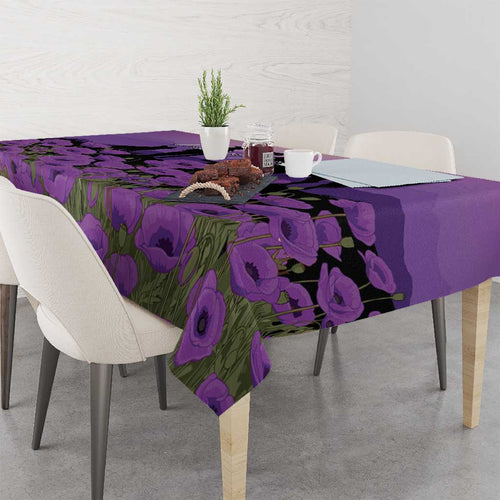 Australia ANZAC Animal Heroes Tablecloth Purple Poppies