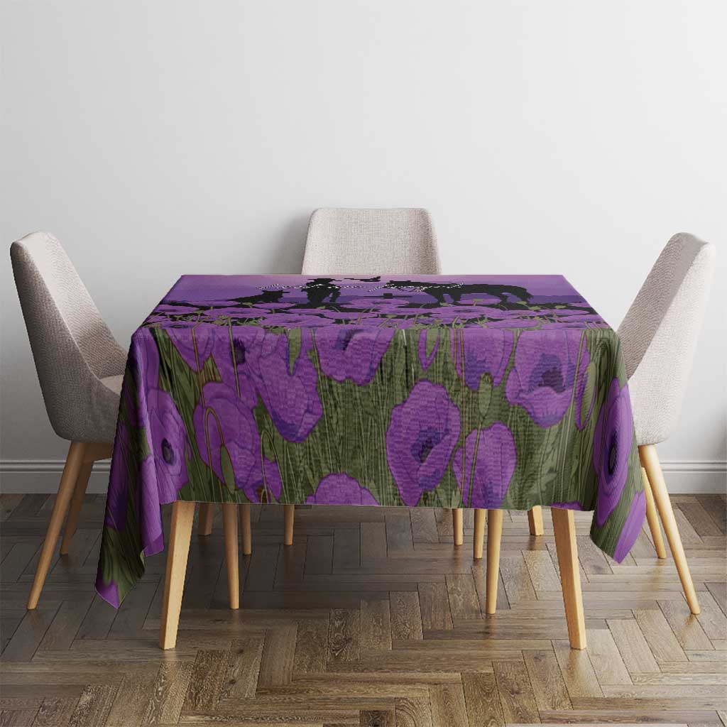 Australia ANZAC Animal Heroes Tablecloth Purple Poppies