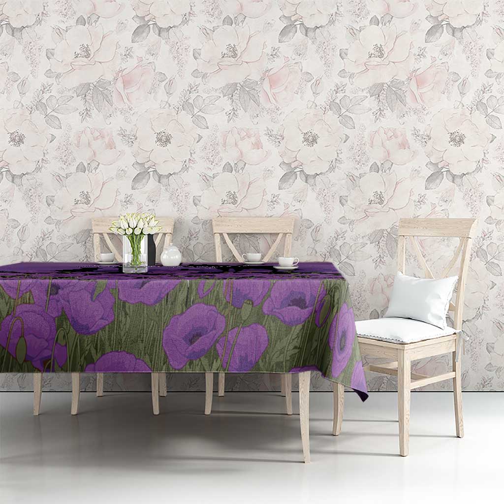 Australia ANZAC Animal Heroes Tablecloth Purple Poppies