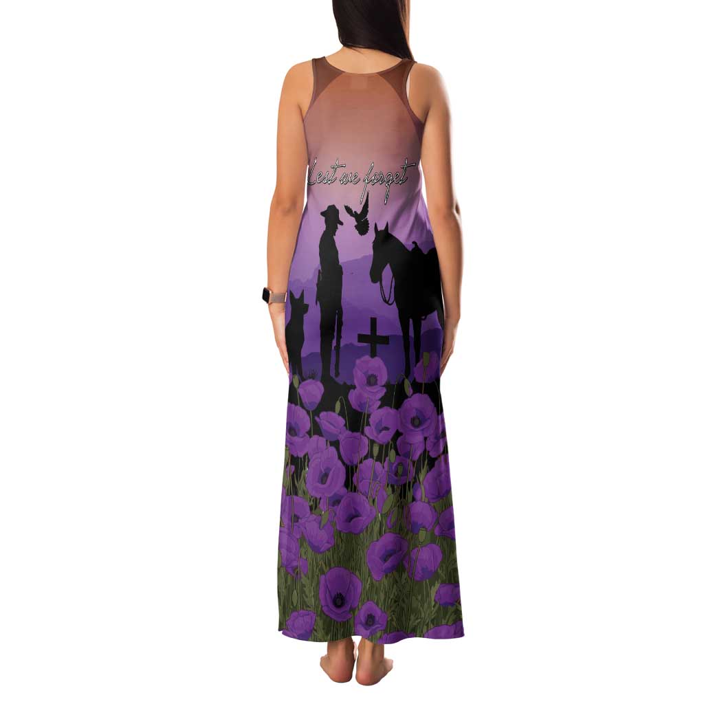 Australia ANZAC Animal Heroes Tank Maxi Dress Purple Poppies