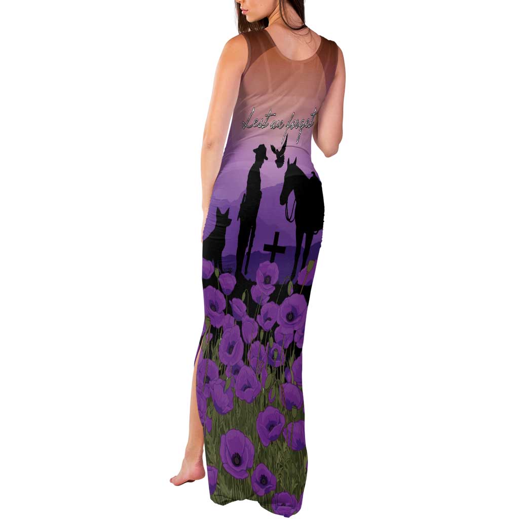 Australia ANZAC Animal Heroes Tank Maxi Dress Purple Poppies