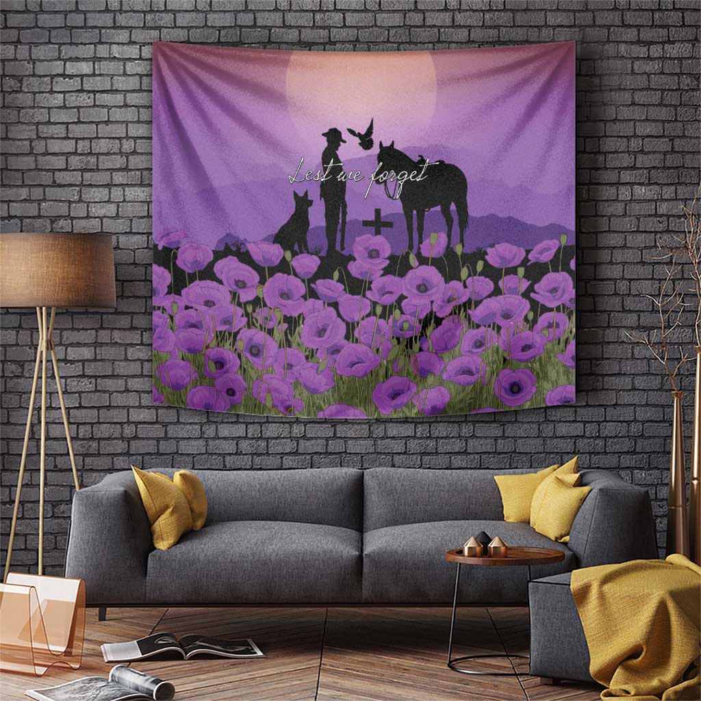 Australia ANZAC Animal Heroes Tapestry Purple Poppies