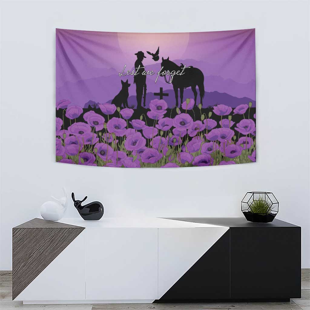 Australia ANZAC Animal Heroes Tapestry Purple Poppies