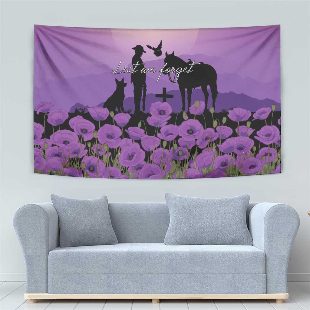 Australia ANZAC Animal Heroes Tapestry Purple Poppies