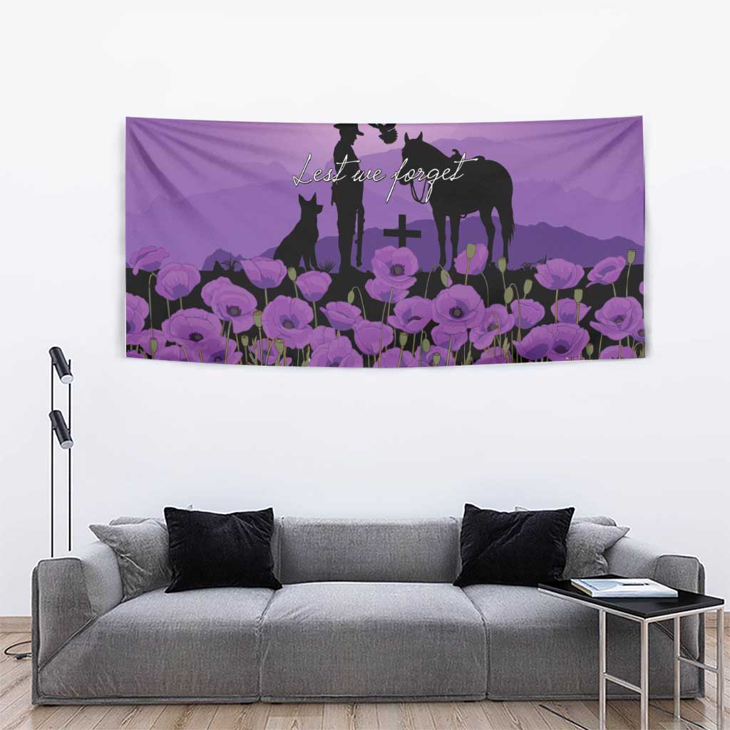 Australia ANZAC Animal Heroes Tapestry Purple Poppies