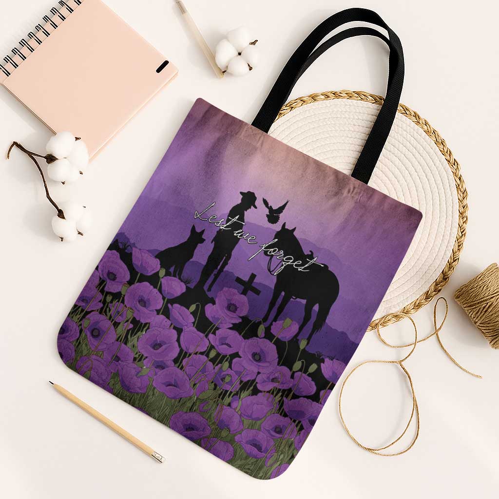 Australia ANZAC Animal Heroes Tote Bag Purple Poppies