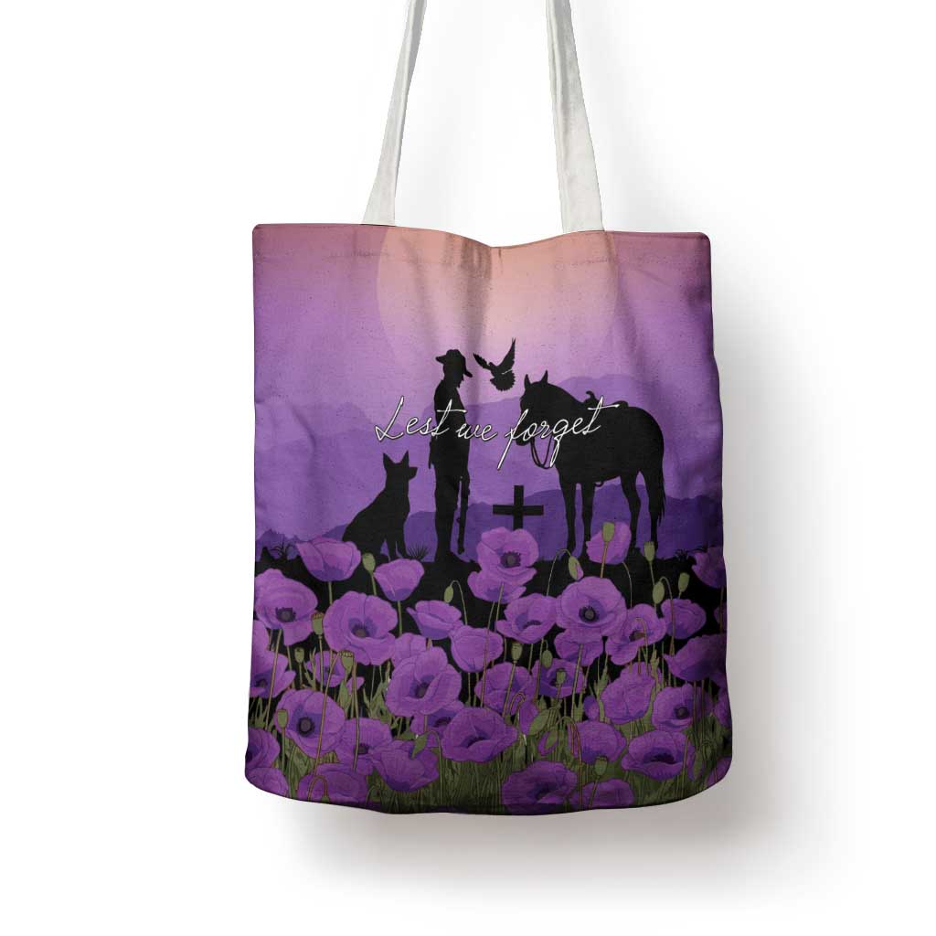 Australia ANZAC Animal Heroes Tote Bag Purple Poppies