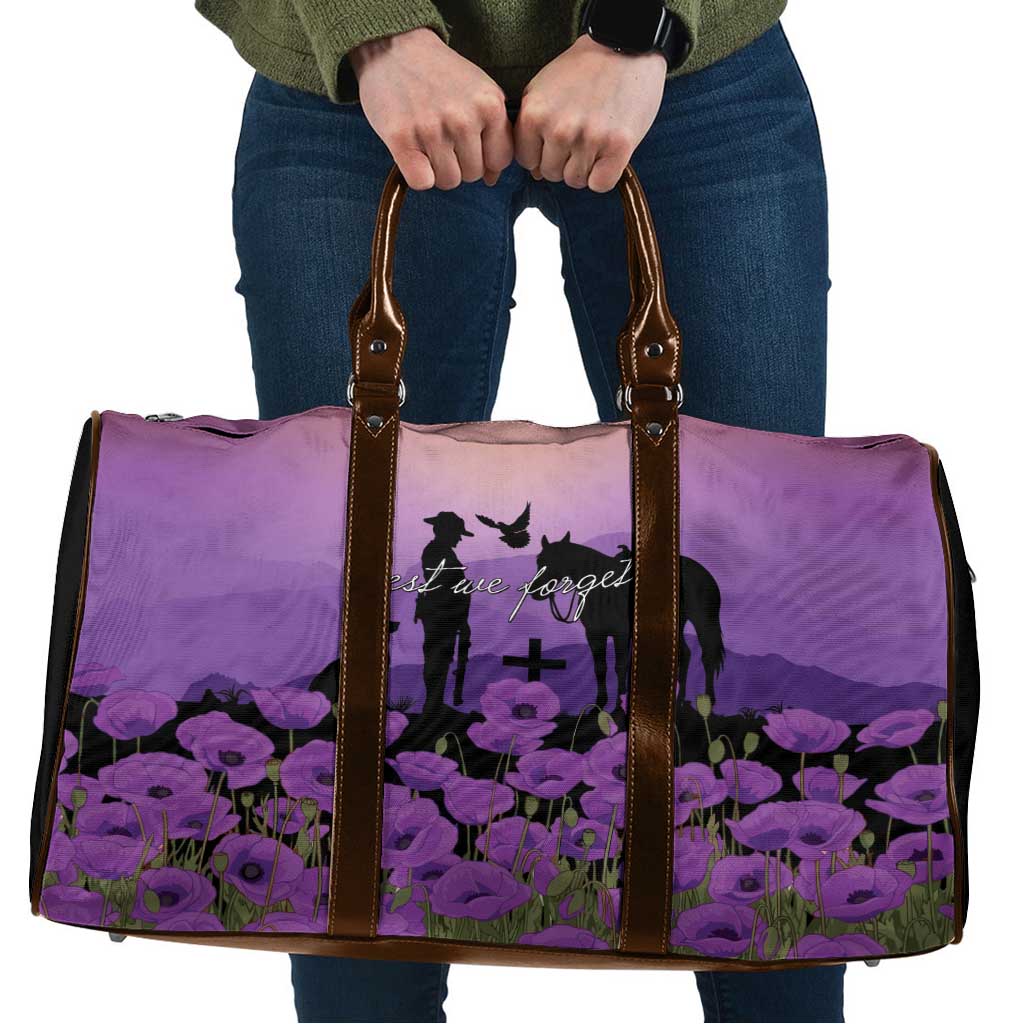 Australia ANZAC Animal Heroes Travel Bag Purple Poppies