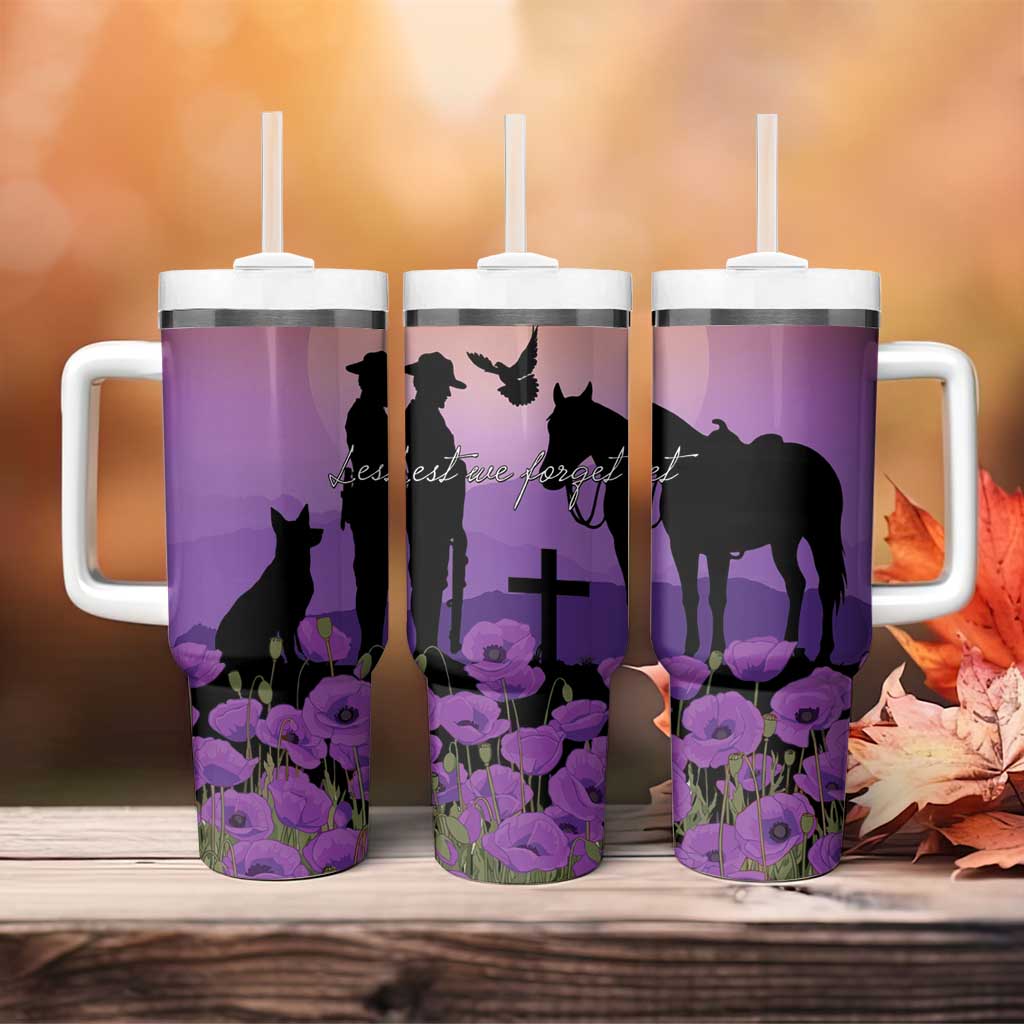 Australia ANZAC Animal Heroes Tumbler With Handle Purple Poppies