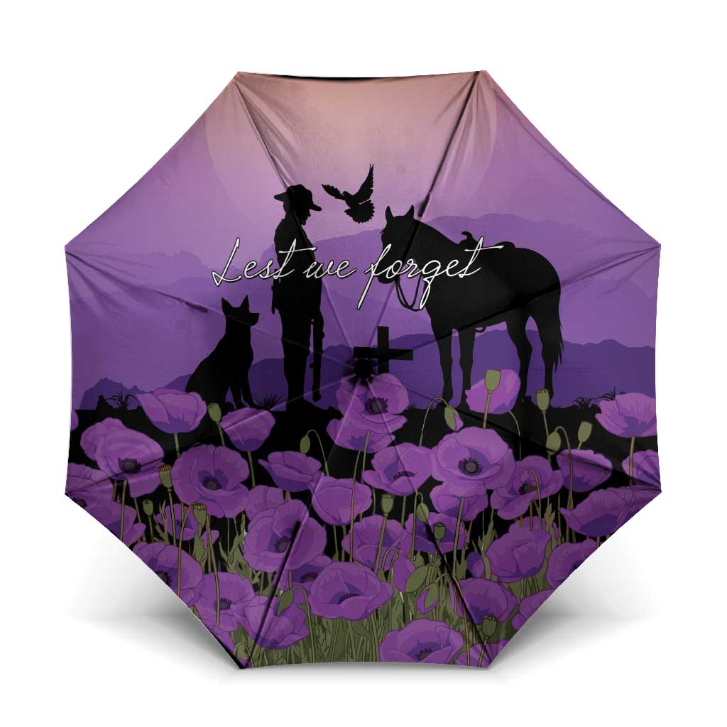 Australia ANZAC Animal Heroes Umbrella Purple Poppies
