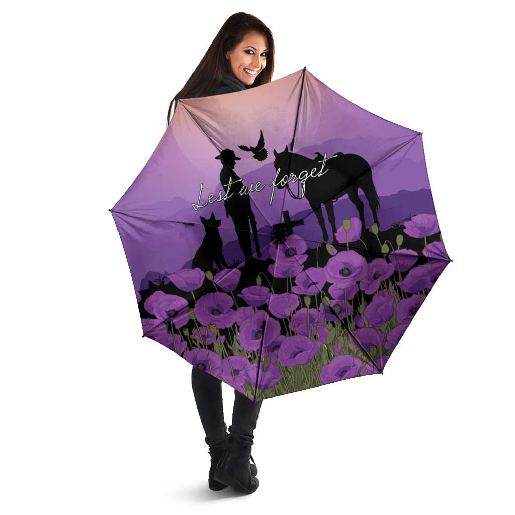 Australia ANZAC Animal Heroes Umbrella Purple Poppies
