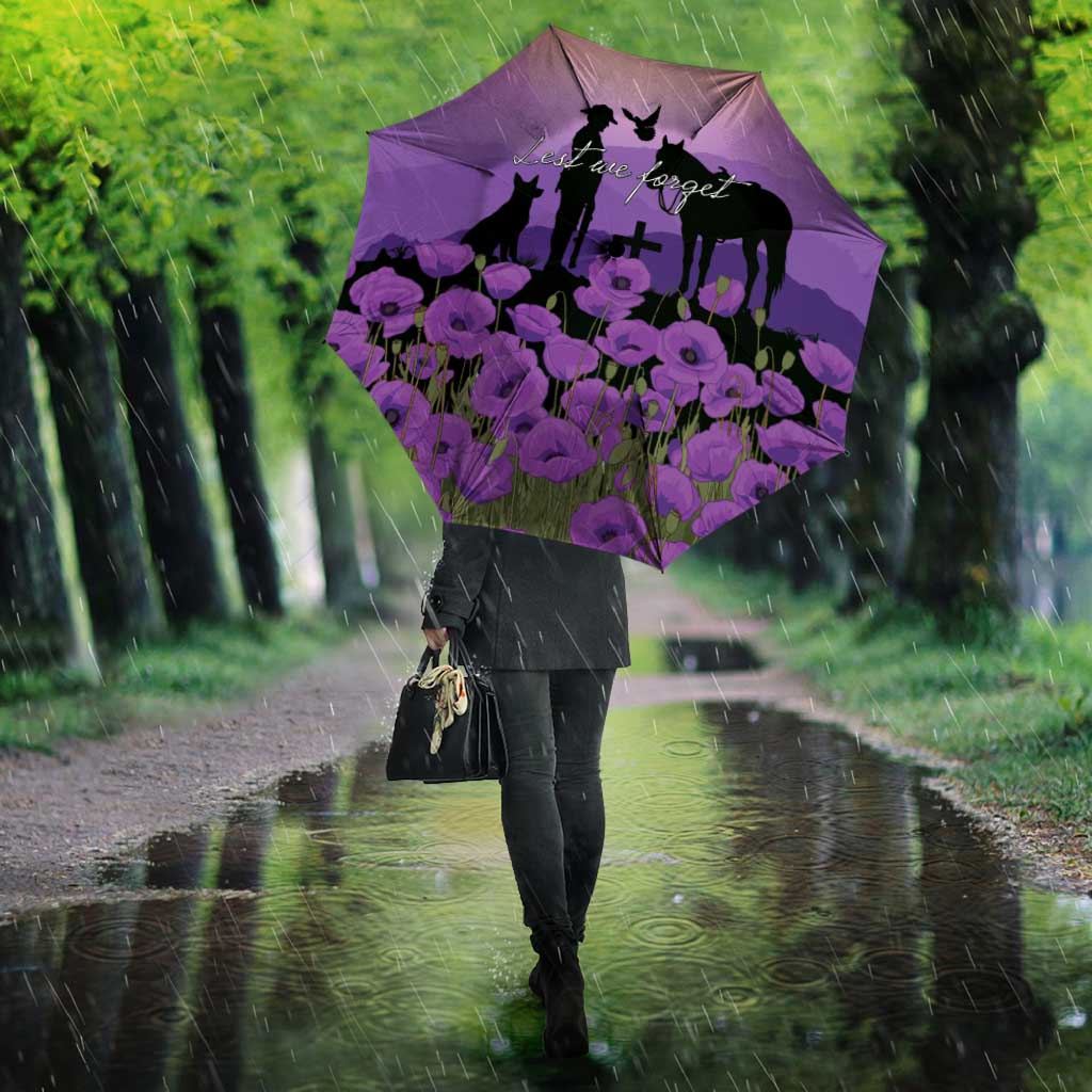 Australia ANZAC Animal Heroes Umbrella Purple Poppies