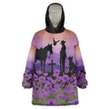 Australia ANZAC Animal Heroes Wearable Blanket Hoodie Purple Poppies