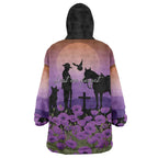 Australia ANZAC Animal Heroes Wearable Blanket Hoodie Purple Poppies