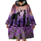 Australia ANZAC Animal Heroes Wearable Blanket Hoodie Purple Poppies