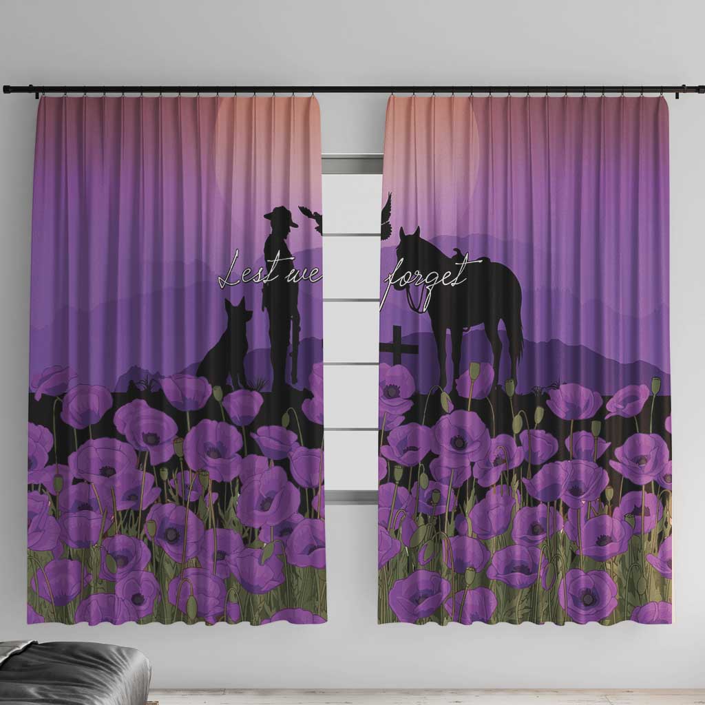 Australia ANZAC Animal Heroes Window Curtain Purple Poppies