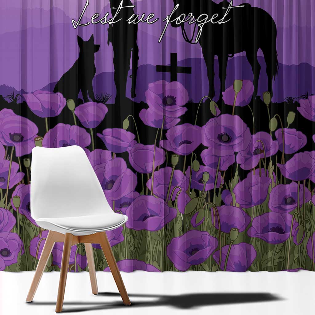 Australia ANZAC Animal Heroes Window Curtain Purple Poppies