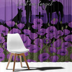 Australia ANZAC Animal Heroes Window Curtain Purple Poppies