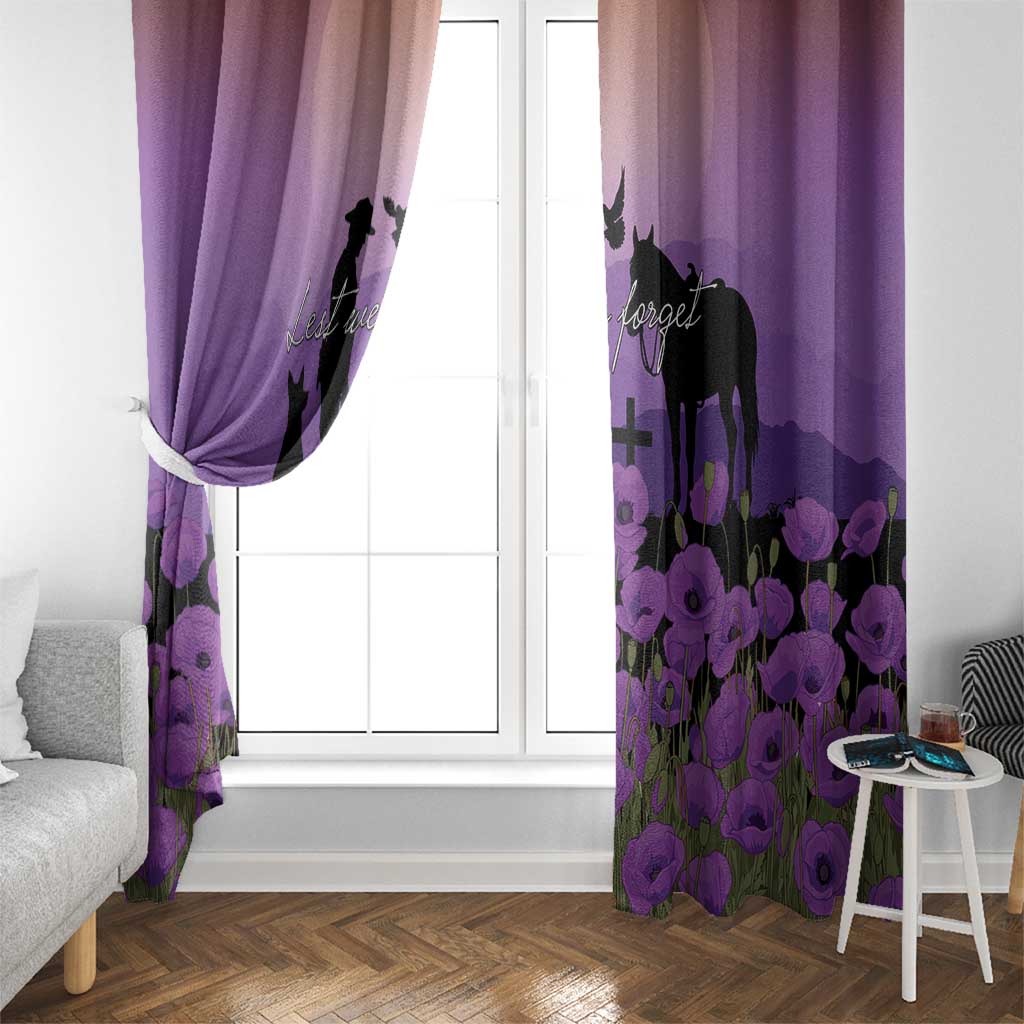 Australia ANZAC Animal Heroes Window Curtain Purple Poppies
