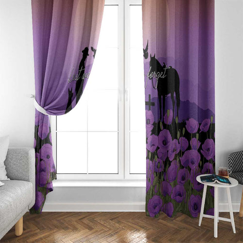 Australia ANZAC Animal Heroes Window Curtain Purple Poppies