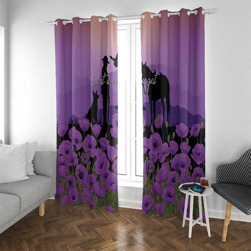 Australia ANZAC Animal Heroes Window Curtain Purple Poppies