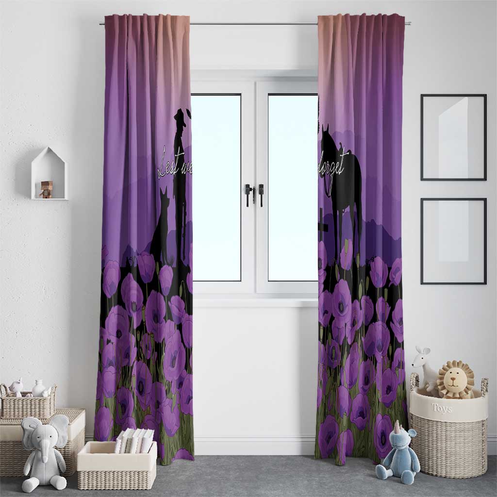 Australia ANZAC Animal Heroes Window Curtain Purple Poppies